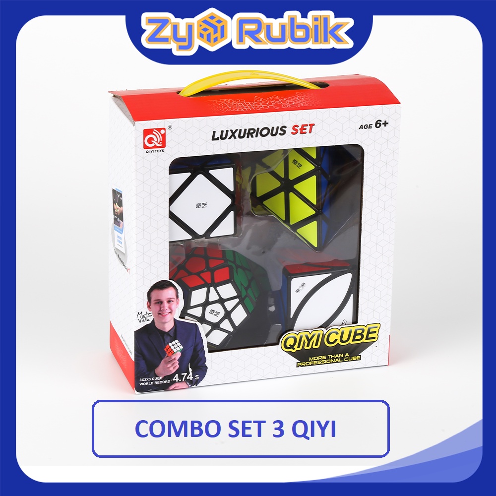 Combo 4 Rubik (Qiming A-Pyraminx,Qicheng A-Skewb,Qiheng-Megaminx,Ivy cube) Set 3 QiYi ( Viền Đen ) - ZyO Rubik