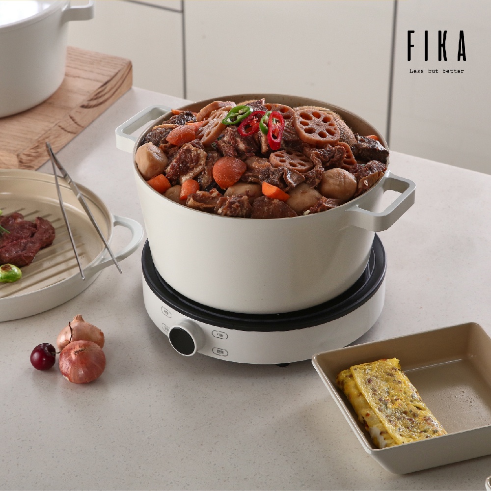 [Mã BMBAU300 giảm 10% đơn 499K] Nồi đúc tráng gốm thân cao Fika Neoflam size 22cm, xoong sâu lòng EKFGD22