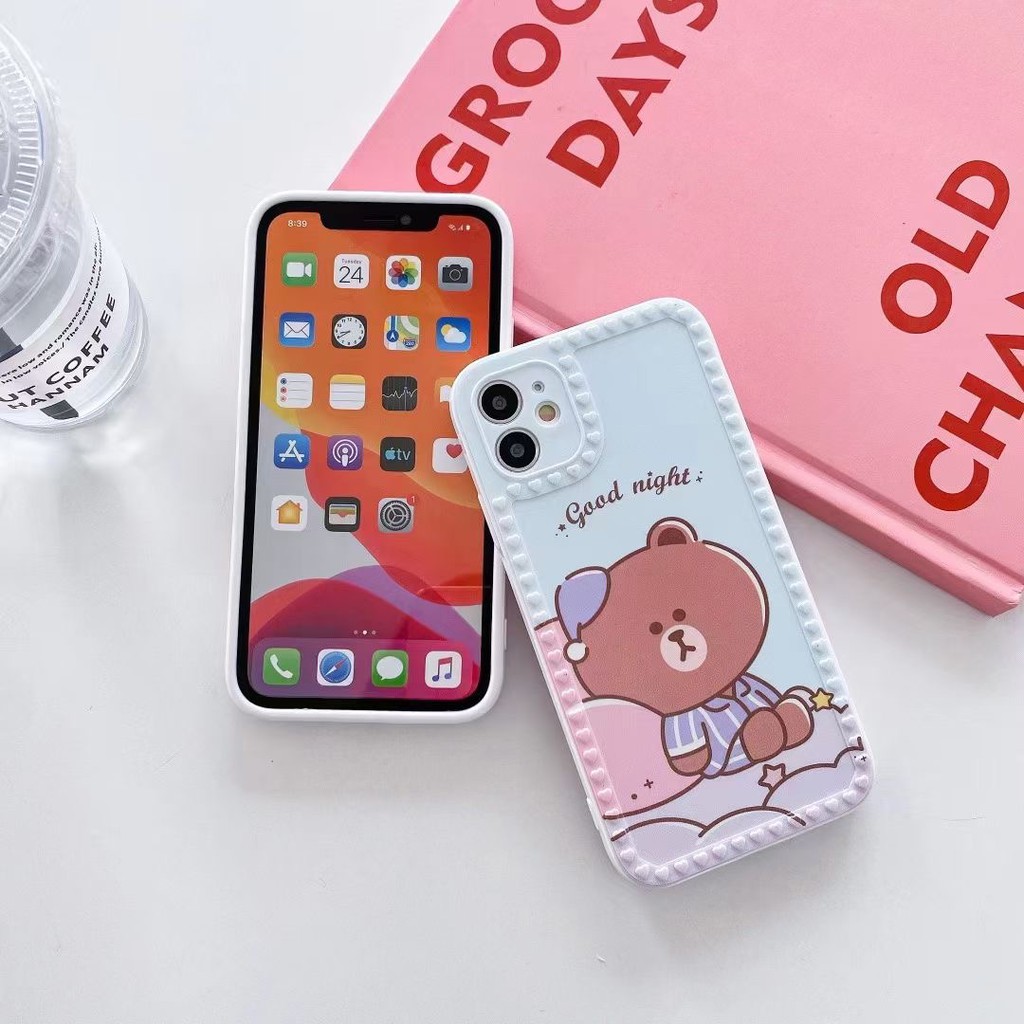 Cartoon Good night rabbit and good night bear  iphone6 7 8 plus 11 iphone 11 pro 11 promax 12 12 pro 12 promax soft iphone case anti drop iphone case