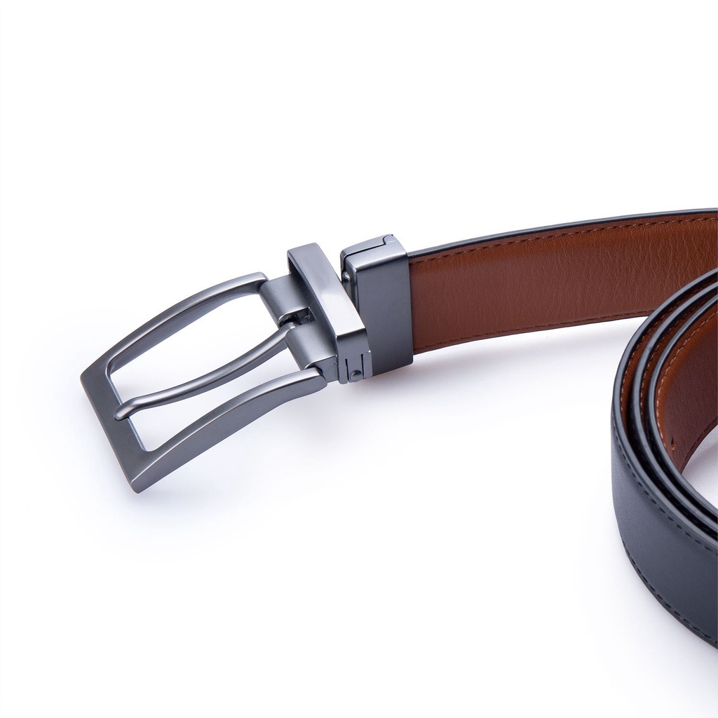 Thắt lưng nam khóa xoay sử dụng 2 mặt dây, nịt bụng nam da bò saffiano cao cấp siêu bền dễ phối trang phục - Fox Leather