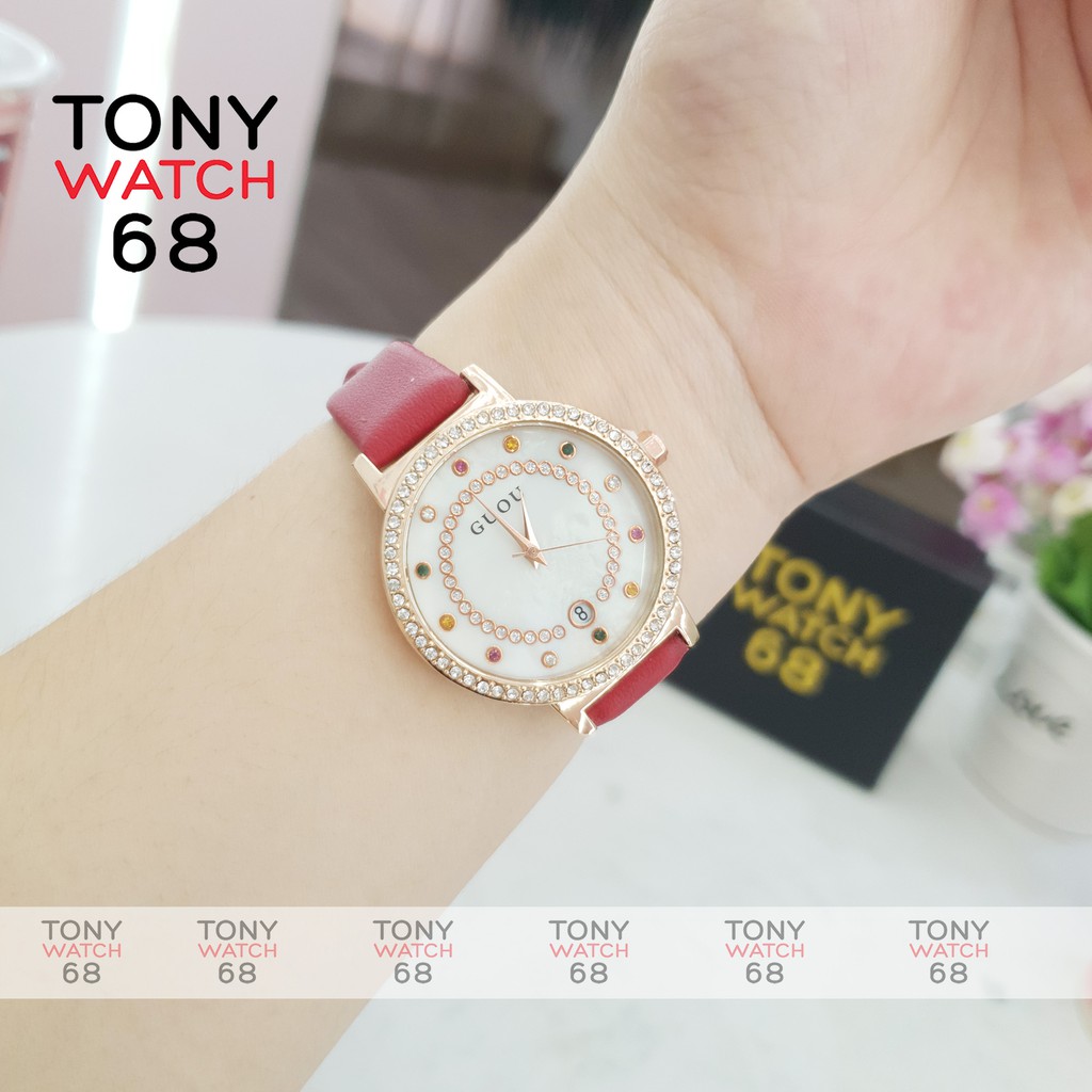 Đồng hồ nữ Guou dây da đeo tay chính hãng chống nước thời trang giá rẻ | BigBuy360 - bigbuy360.vn