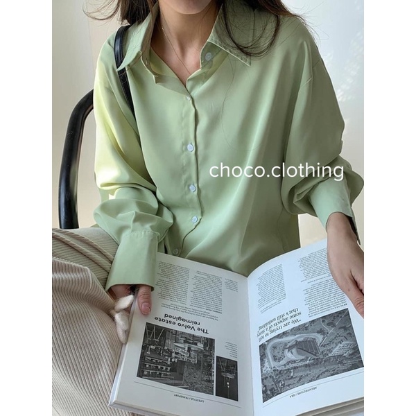 [Mã FAMARAL1 giảm 10K đơn 50K] Áo somi nữ tay dài màu xanh mạ non siêu hot 2022 | BigBuy360 - bigbuy360.vn