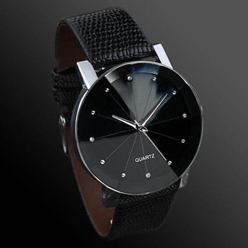 MACmk Mens Fashion Causal Quartz Sports Faux Leather Large Round Dial Wrist Watch