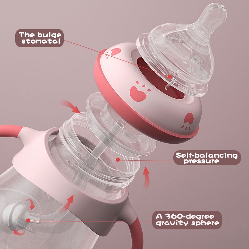 Bình Sữa Có Tay Cầm Chống Tràn Chất Lượng Cao Dành Cho Bé