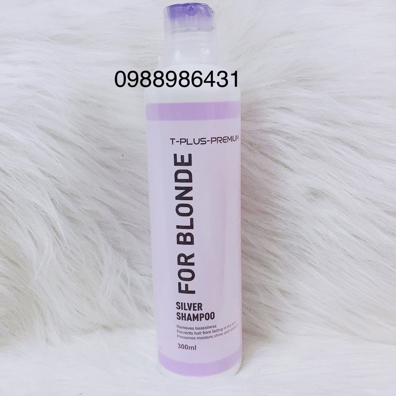 COMBO Tẩy tóc Blondie ,bột tẩy xanh 9 in one Royal Blondie Pơer - Dầu gội khử tím FOR BLONDE T-PLUS 300ml