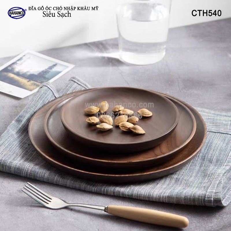 Đĩa Gỗ Óc Chó Nhập Khẩu Mỹ Nguyên Khối HAHANCO (Đủ Size) (Walnut) Decor - CTH540