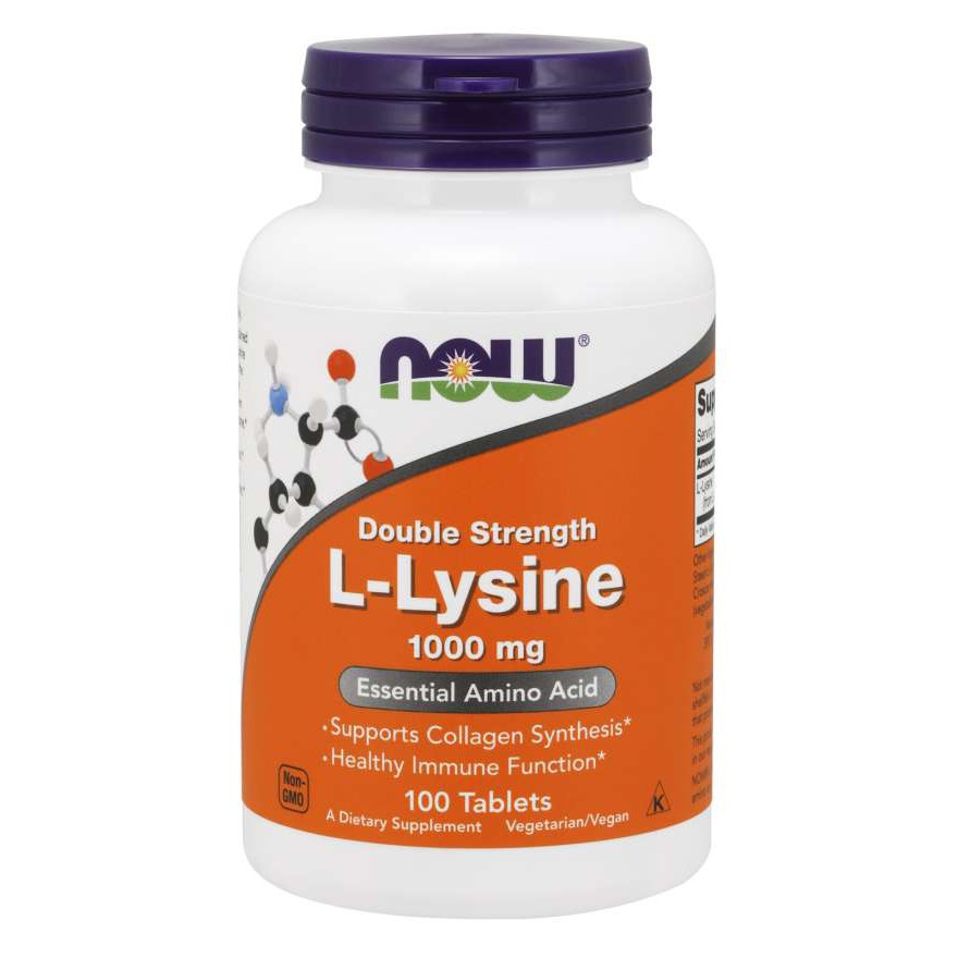 Thực Phẩm Bổ Sung Phòng Ngừa Mụn Ngoài Da, Mụn Do Nội Tiết Tố NOW L-Lysine - Double Strength 1000 mg (100 Viên )