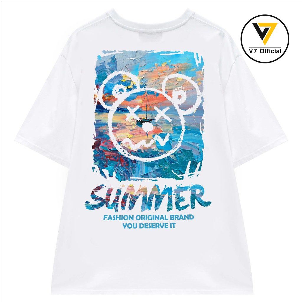 Áo thun Summer Bear  Basic Tee phông trơn nam nữ tay lỡ form rộng oversize- v7 OFFICIAL( V21)