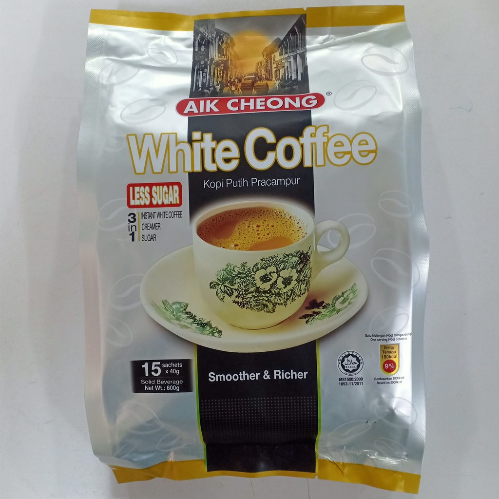 Cà Phê Trắng White Coffee AIK Less Sugar (Ít Đường) Malaysia 600gr