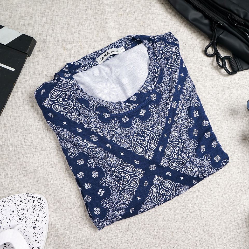 Áo Thun Họa Tiết Bandana Cotton Mỏng Nhẹ Thoáng Mát Co Giãn 4 Chiều Cotton Thoải Mái Vận Động