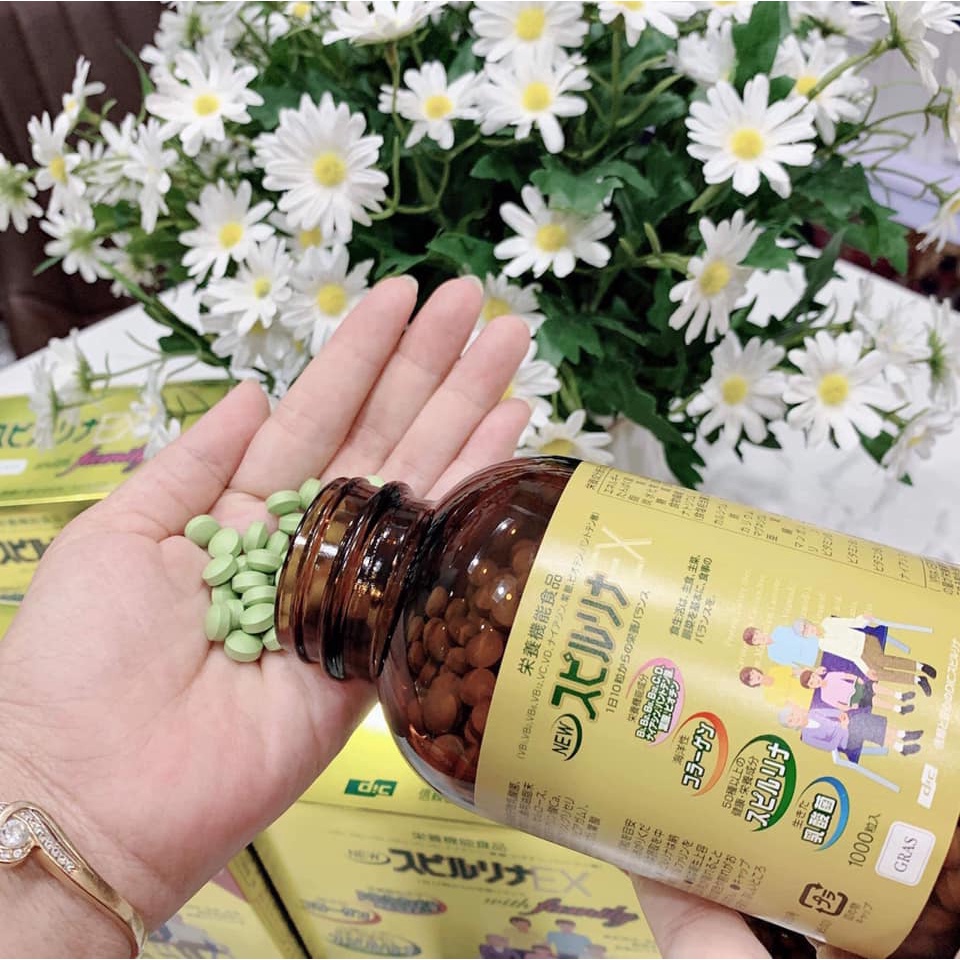 Tảo vàng Spirulina EX Nhật Bản (1 set 2 lọ, mỗi lọ 1000 viên) [02/26]