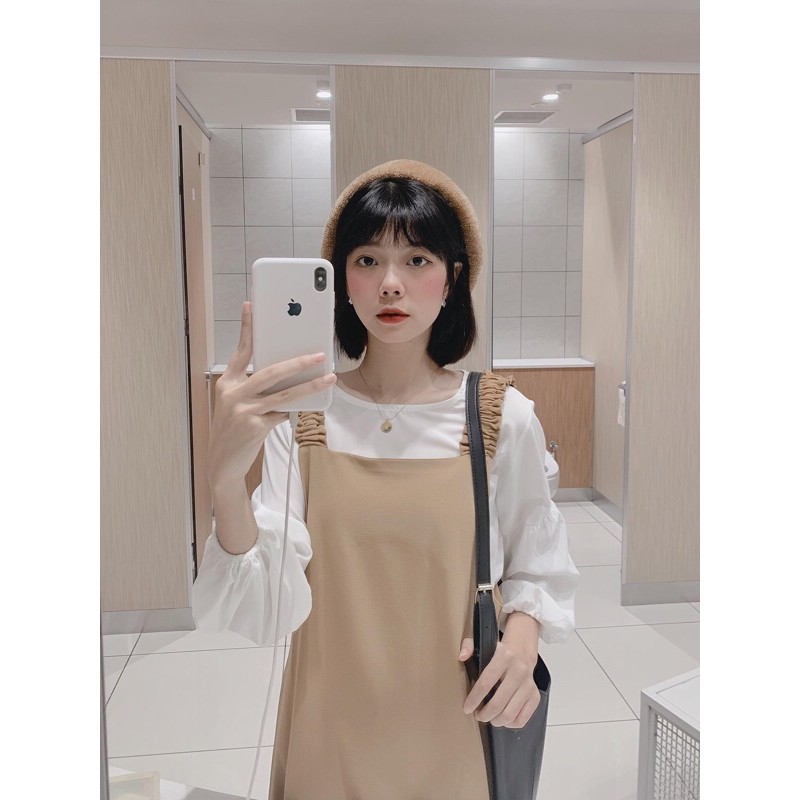 (SẴN + ẢNH THẬT) SÉT VÁY YẾM DÀI ULZZANG PHONG CÁCH HÀN QUỐC 2 MÀU ĐEN VÀ NÂU TÂY | BigBuy360 - bigbuy360.vn