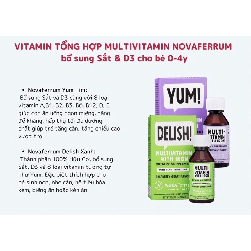 Vitamin tổng hợp Multivitamin Novaferrum Yum/Delish cho bé