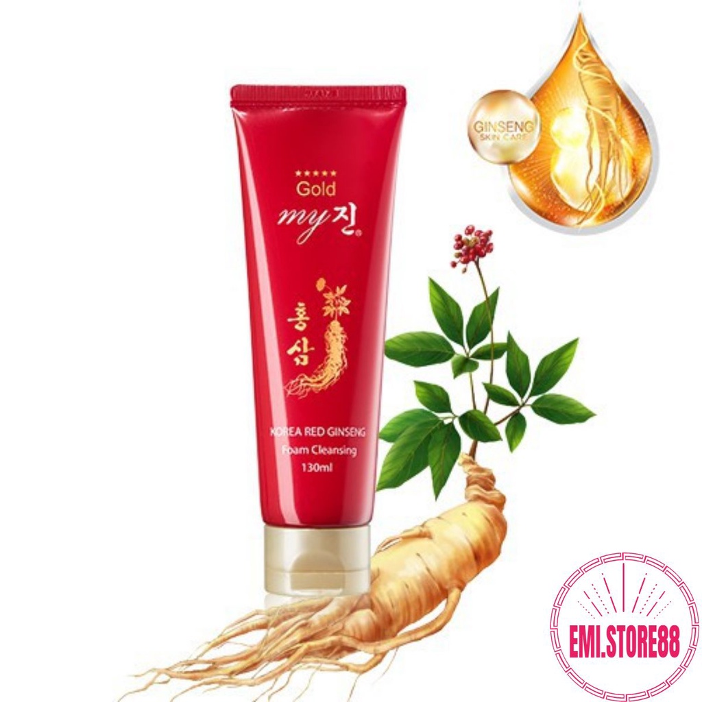 Sữa Rửa Mặt Sâm Đỏ Hàn Quốc My Gold Korea Red Ginseng Foam Cleanser 130ml , Sữa rửa mặt chính hãng