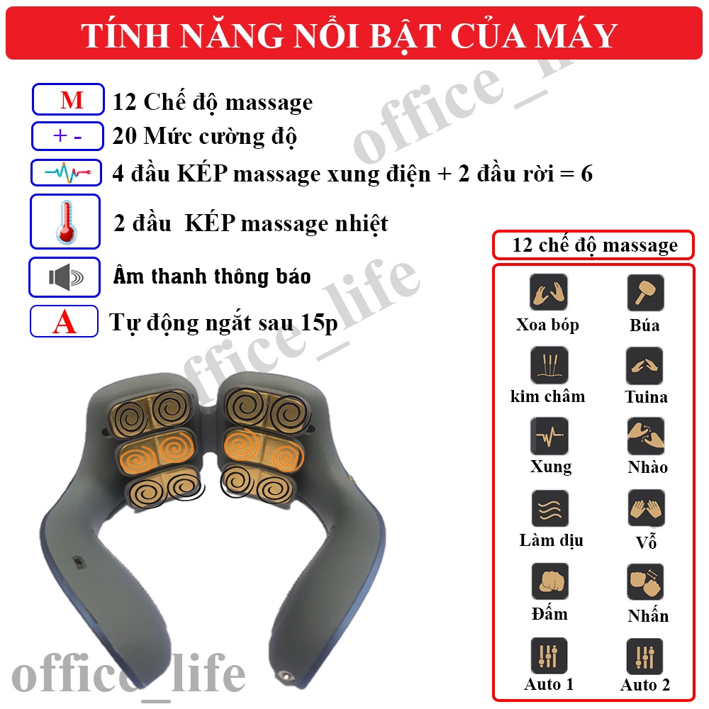 Máy massage cổ vai gáy 4 đầu công nghệ Nhật Bản