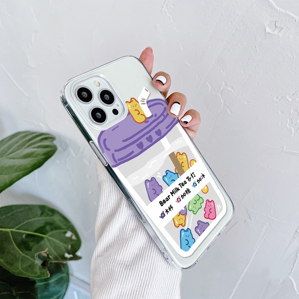 Ốp Điện Thoại Hình Gấu Uống Nước Cho Iphone 11 Pro Max 12 Pro Max 13 Pro Max Mini 6 7 8 6 7plus Se 2020 X Xs Xr 5 4