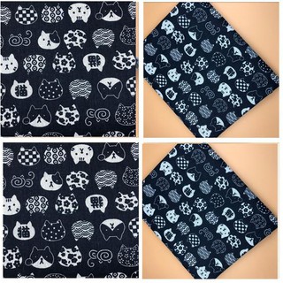 VẢI BỐ CANVAS HỌA TIẾT CON MÈO ĐEN TRẮNG