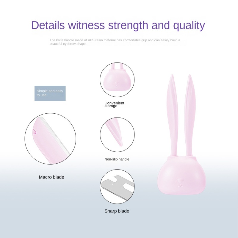 Bộ Dao Cạo Lông Mày Hai Món Chống Trầy Xước Hình Thỏ Dễ Thương