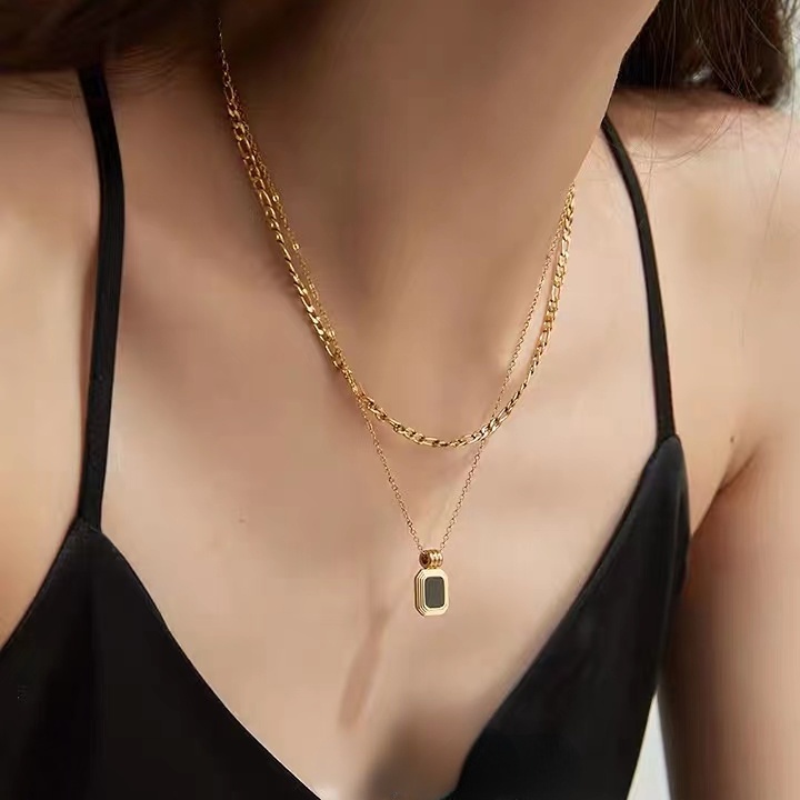 Dây Chuyền Hai Lớp Mạ Vàng 18K Phong Cách Âu Mỹ Thời Trang