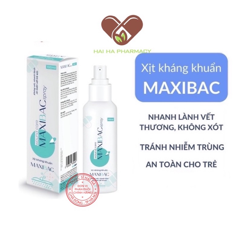 Xịt kháng khuẩn Maxibac Spray nhanh lành vết thương, tránh nhiễm trùng, không xót, an toàn cho trẻ sơ sinh 100ml