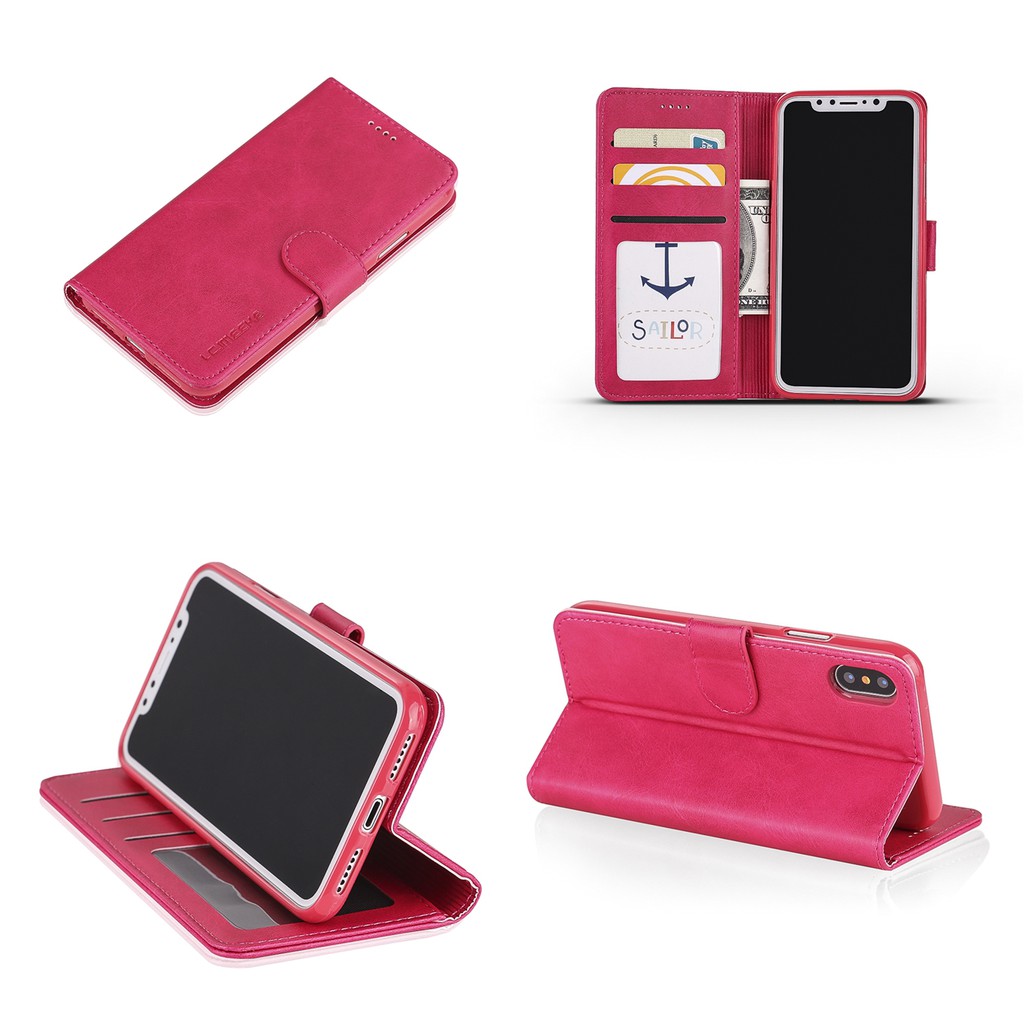 Bao da điện thoại nắp gập kiêm ví đựng thẻ màu trơn dành cho Samsung Galaxy S8/S8 Plus/S9/S9 Plus/S10/S10 Plus | BigBuy360 - bigbuy360.vn