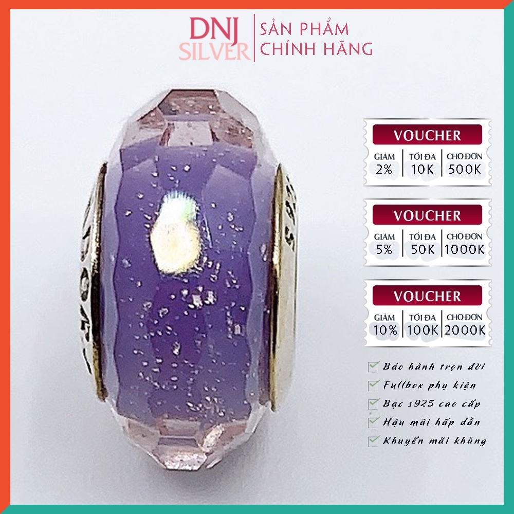 [Hàng cao cấp] Vòng tay bạc 925 cao cấp dành cho nữ - Vòng tay charm bạc đá tím, ý nghĩa tình yêu, thủy chung - DNB002