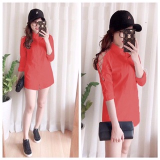 Áo Sơ Mi Nữ Form Dài Tay Đan Dây