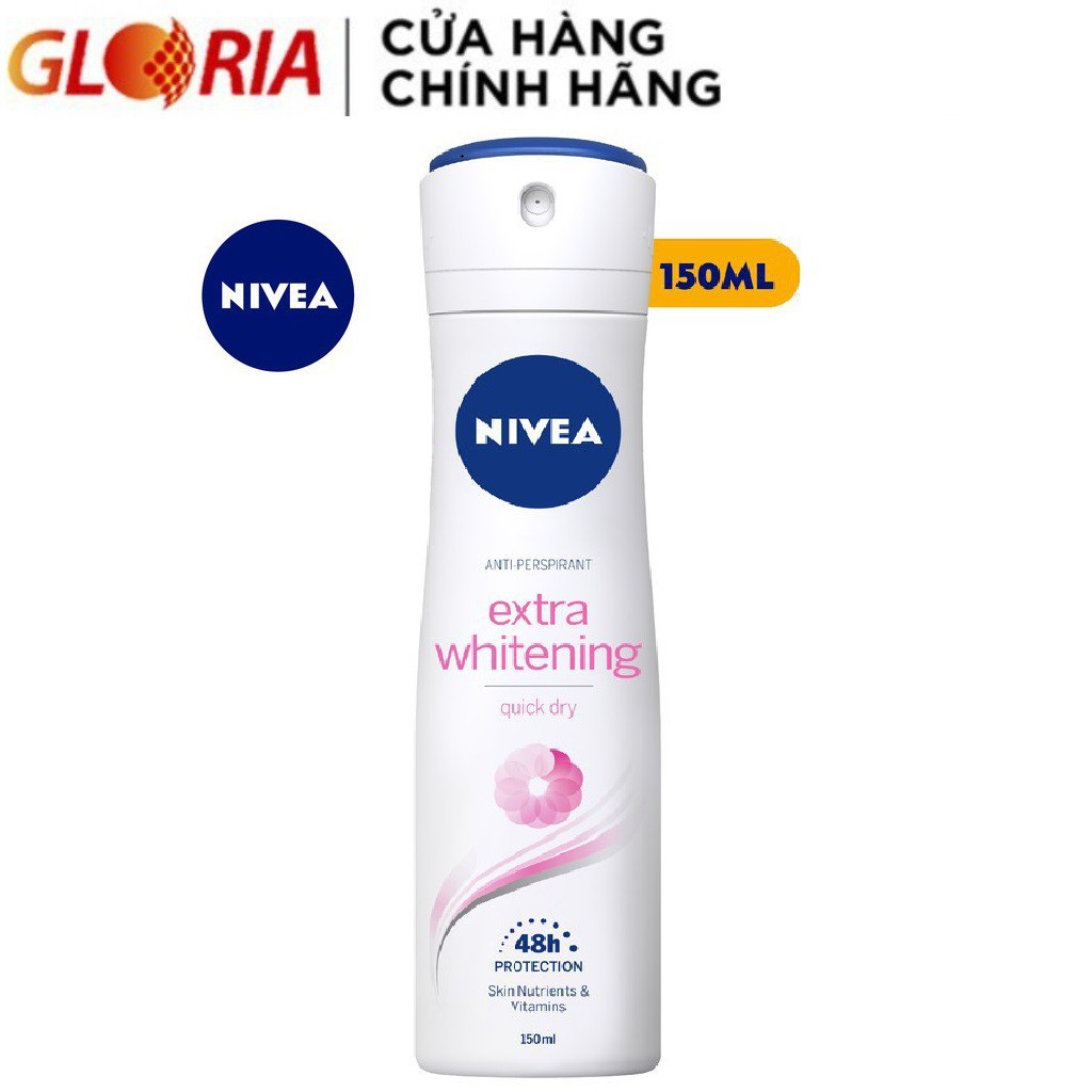 Xịt Ngăn Mùi Trắng Mịn, Mờ Thâm Nivea Extra Whitening Anti-Perspirant 48h Protection Pray 150ml - 82967