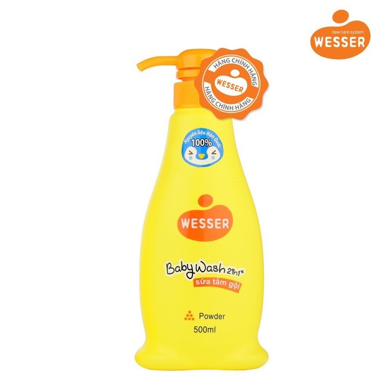 Sữa Tắm Gội Toàn Thân Trẻ Em Wesser 2in1 - Powder Thành Phần Thiên Nhiên Nhập Khẩu Hàn Quốc
