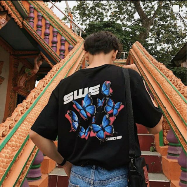 Áo Thun tay lỡ [ Kèm Hình Thật ] Unisex dạng cặp Bướm