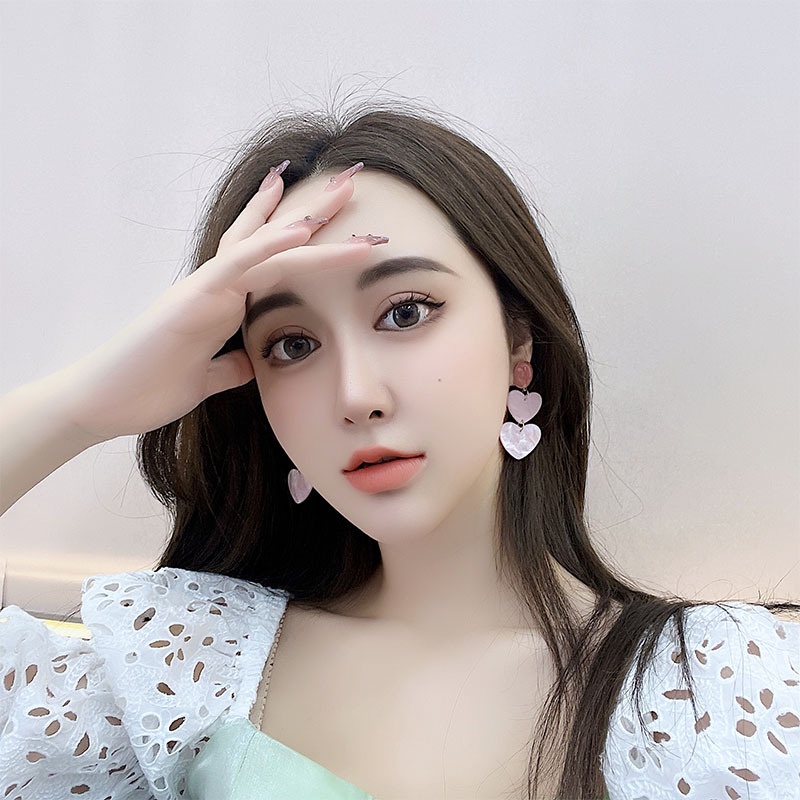 Khuyên tai kẹp không bấm lỗ chốt cố định K131 bằng hợp kim mạ vàng hình trái tim bigsize dáng dài Leous Accessories