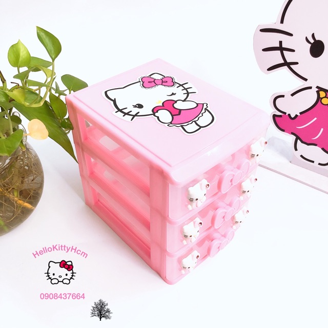 Tủ nhựa trong 3 tầng Hello Kitty