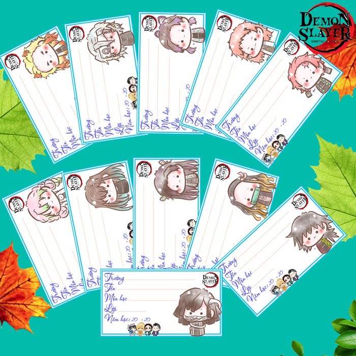 Nhãn vở Anime Kimetsu No Yaiba ( 1 set 20 nhãn vở)