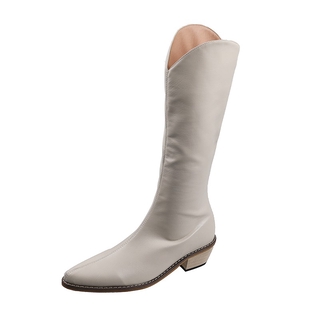 Sản phẩm mới☃Children s boots but knee-length summer white high-barreled thin cowboy version of pointed knight long leather