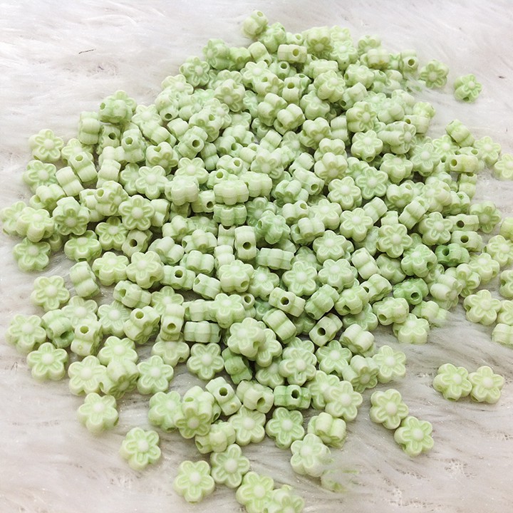 Cườm nhựa hoa mai 3d nhiều màu làm vòng tay dễ thương hạt bông size 6mm trang trí handmade