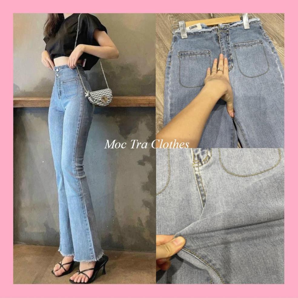 SẴN Quần jean nữ xanh cạp cao phong cách Hàn cá tính siêu tôn dáng, quần bò nữ công sở dài màu xanh co dãn, rẻ đẹp