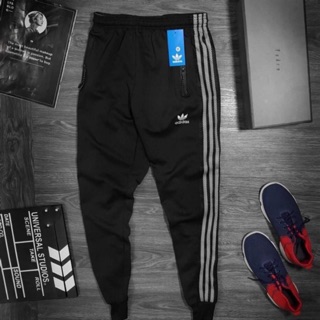 Quần dài jogger ống bo chân ba sọc phối lưới cao cấp