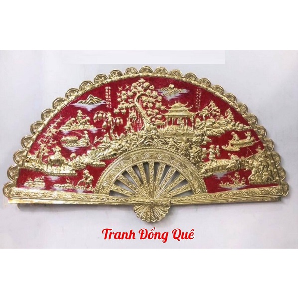 Tranh Quạt Đồng Quê Bằng Đồng cao cấp