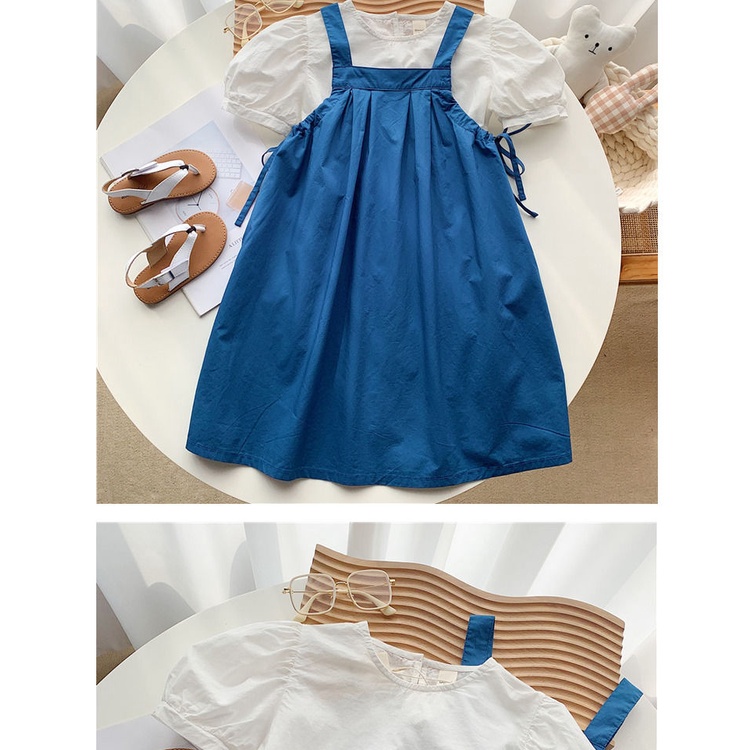 [Hàng Mới Về] Set Áo Sơ Mi Và Đầm Yếm Phong Cách Phương Tây Cho Bé Gái 5 Món