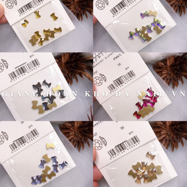 Túi 10 Viên Đá Nail Chân Bằng Chân Vàng Hình Nơ Trang Trí Móng ANGELICA P80