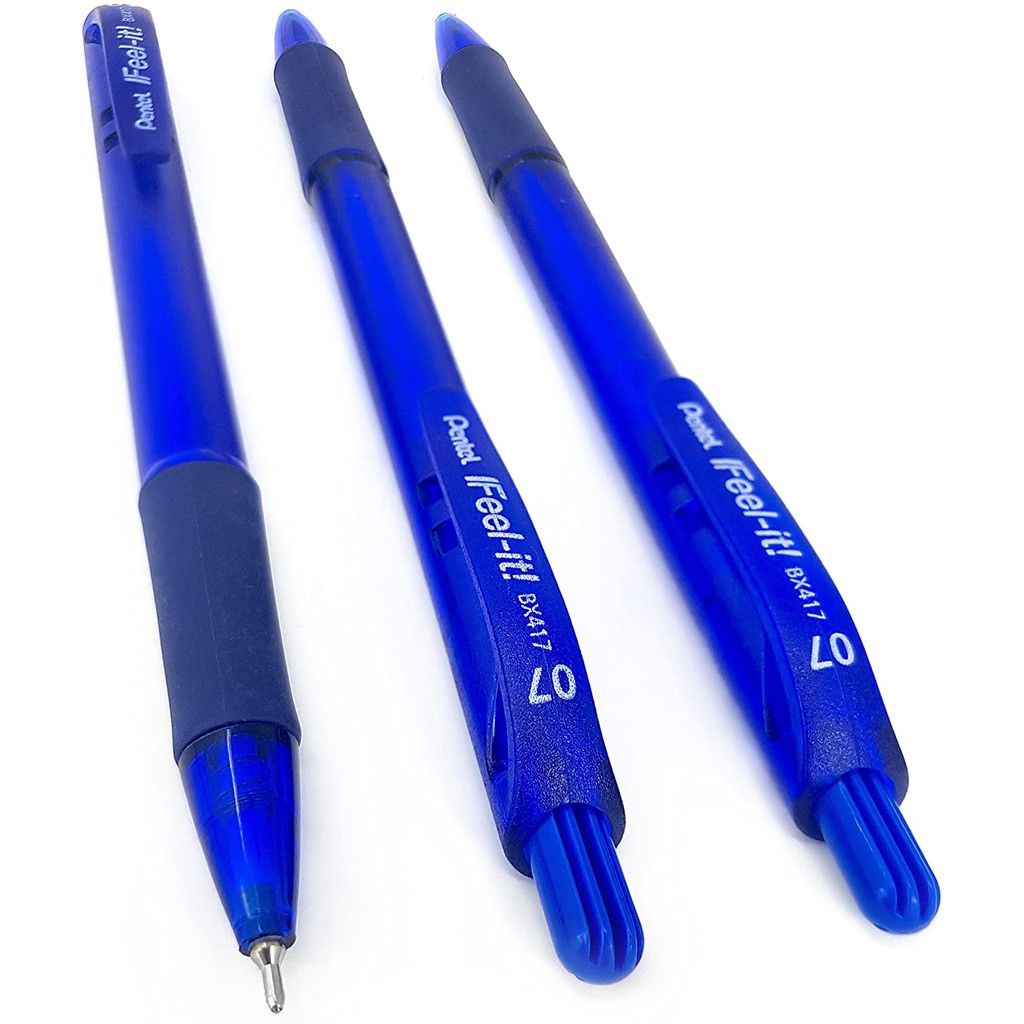 Bút Bi Bấm Nhật Bản Pentel BX417 | Trơn Mượt Không Đọng Mực | Ngòi 0.7mm (Xanh, Đỏ, Đen)