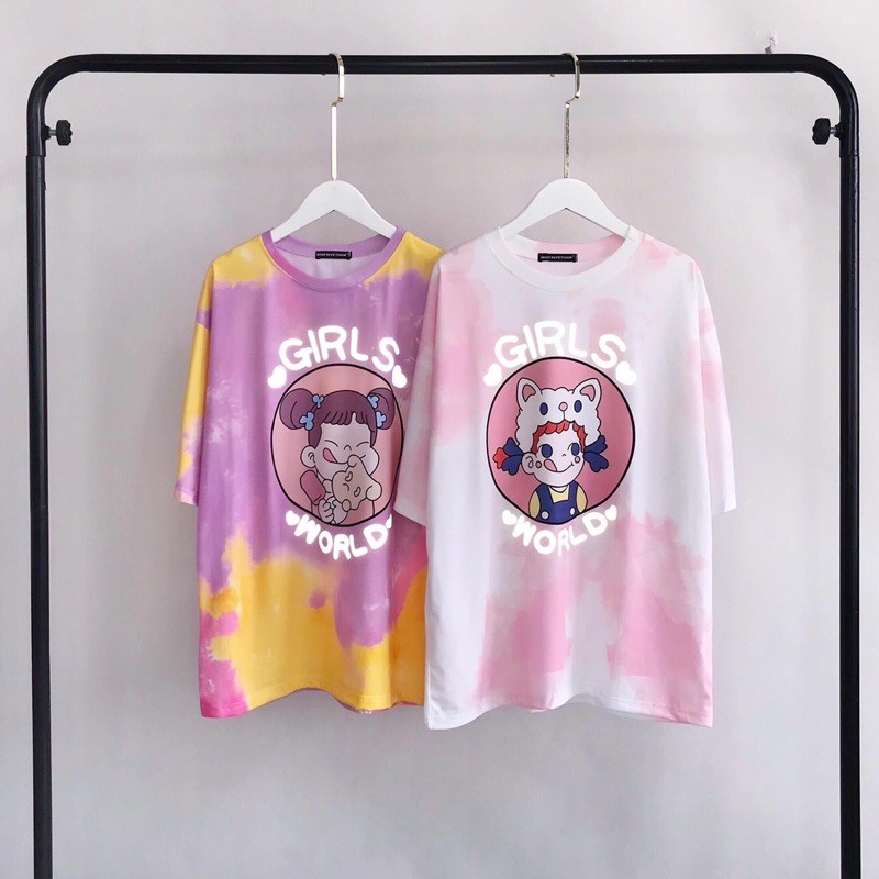 Áo Thun Tay Lửng TIE TEE Phản Quang GIRLS WORLD Ảnh Thật