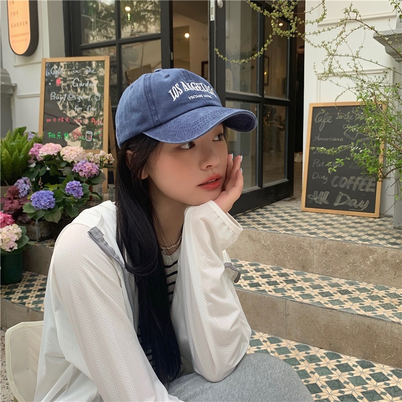 Mũ Lưỡi Trai Mềm Thêu Chữ Los Angeles Phong Cách Hàn Quốc