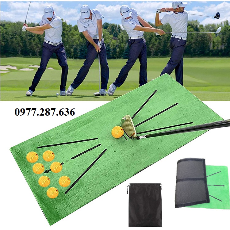 Thảm tập Swing golf Batting Mat tại nhà ngoài trời di động mini có vạch định hướng phát bóng TT008