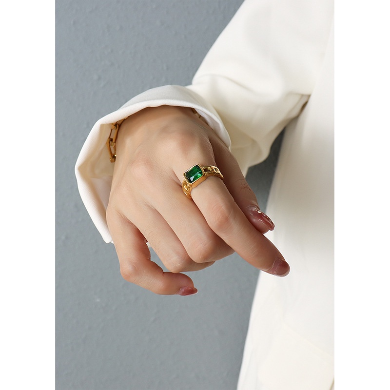 Nhẫn hở bằng thép titan mạ vàng 18K phong cách Pháp thời trang cho nữ A170