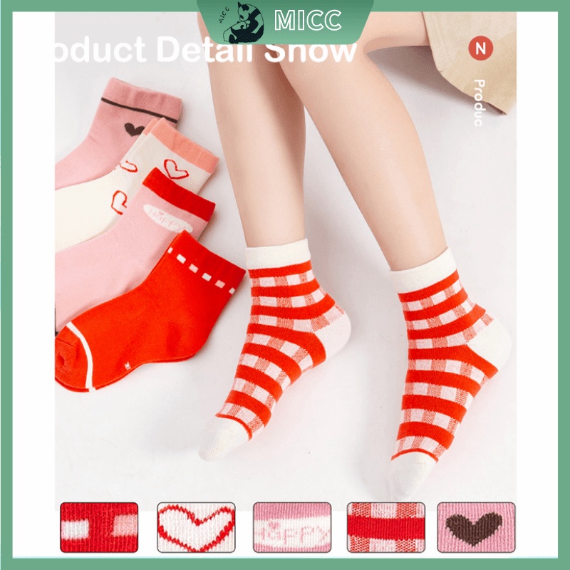 Set 5 đôi vớ cotton thấm hút mồ hôi họa tiết hoạt hình dễ thương cho bé tất bé gái