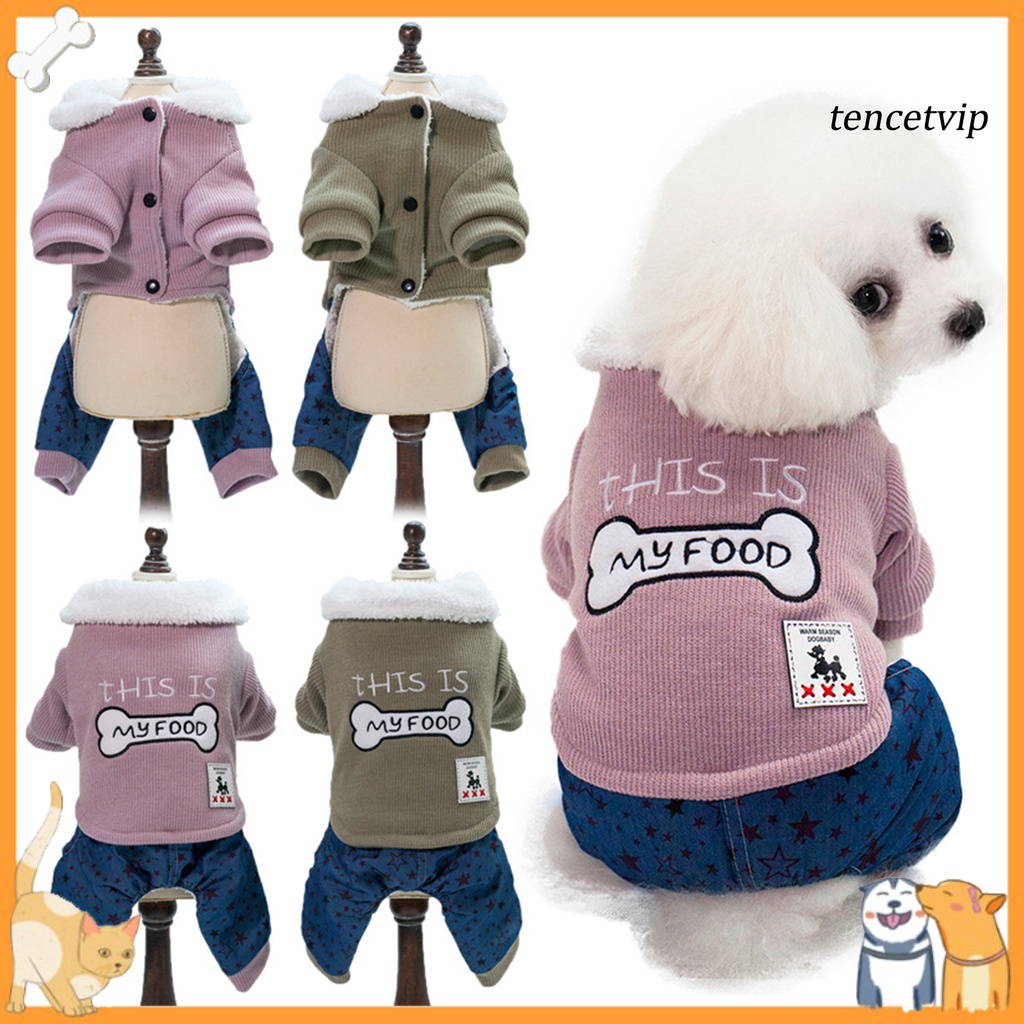 Áo khoác cotton dày dặn thêu họa tiết thời trang mùa đông dành cho thú cưng