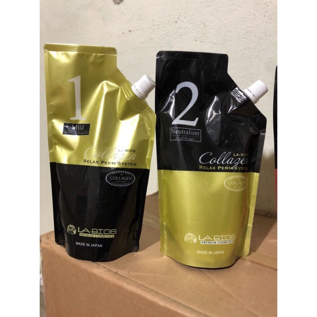 Thuốc duỗi tóc cao cấp Collagen LaBios Nhật Bản siêu bóng mượt 400mlx2