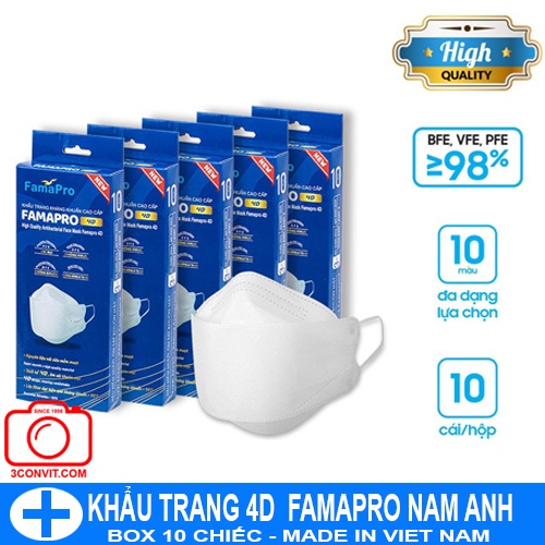 Hộp 10 khẩu trang 4D Cao Cấp Tiêu Chuẩn KF94 FAMAPRO