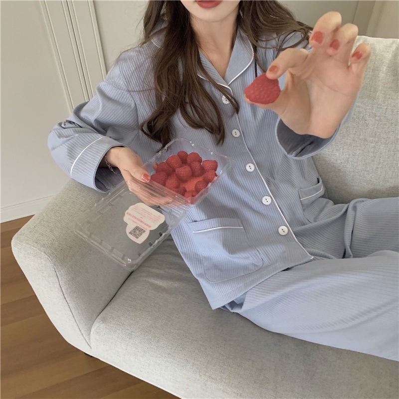 Bộ Đồ Ngủ Dáng Rộng Tay Dài Phong Cách Hàn Quốc Thời Trang Thu Đông Mới Cho Nữ | BigBuy360 - bigbuy360.vn